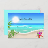 カラフルなヒトデのビーチ テーブル プレイスクカード 招待状 (正面/裏面)