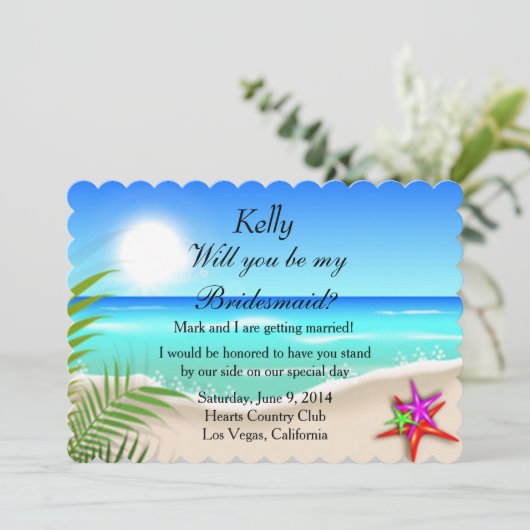 カラフルなヒトデのビーチ ブライズメイド カード (スタンド正面)