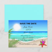 カラフルなヒトデのビーチ - 結婚式のご案内カード 招待状 (正面/裏面)