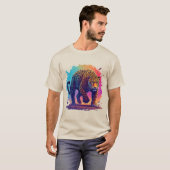 カラフルなヒョウが前進する Tシャツ (正面フル)