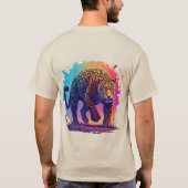 カラフルなヒョウが前進する Tシャツ (裏面)