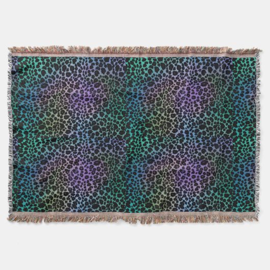 カラフルなヒョウのアニマルプリントのブランケット スローブランケット (正面)
