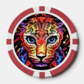 カラフルなヒョウ柄デザイン ポーカーチップ (正面)