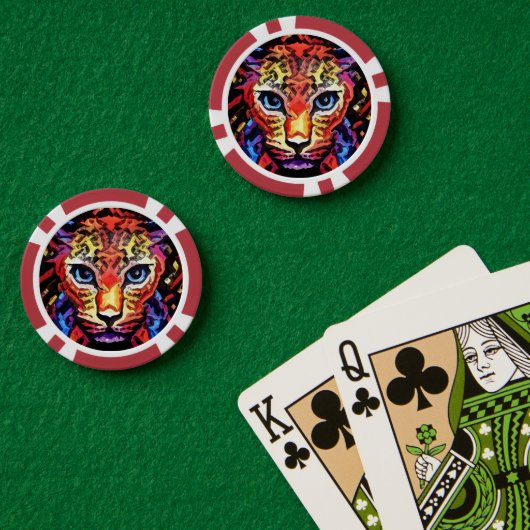 カラフルなヒョウ柄デザイン ポーカーチップ (ポーカーテーブル (ダブル))