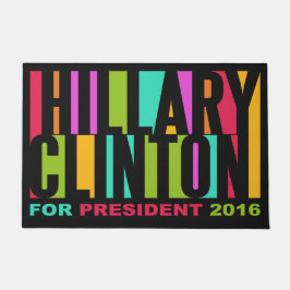 カラフルなヒラリー・クリントンの2016年のドア・マット ドアマット