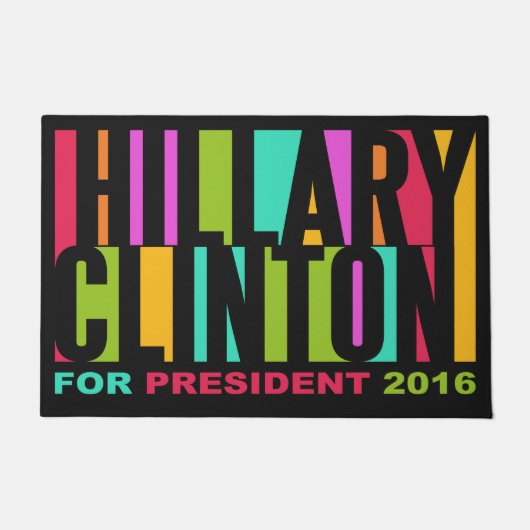 カラフルなヒラリー・クリントンの2016年のドア・マット ドアマット (正面)