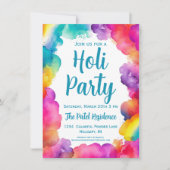 カラフルなヒンズー教のホーリー祭パーティー 招待状 (正面)