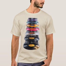 カラフルなビニールレコードの滝アート Tシャツ