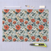 カラフルなビンテージスタイルの花柄 薄葉紙 (クラフト)