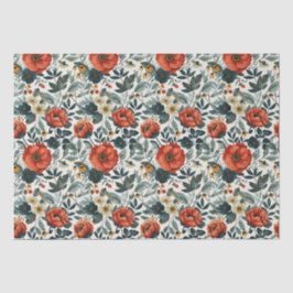 カラフルなビンテージスタイルの花柄 薄葉紙