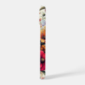 カラフルなビンテージ風のお花のコラージュ iPhone 15ケース (左側面)