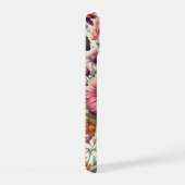 カラフルなビンテージ風のお花のコラージュ iPhone 15ケース (右側面)