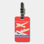 カラフルなビンテージ飛行機 WPA ラゲッジタグ (正面縦)