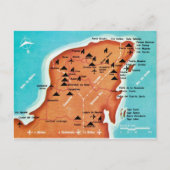 カラフルなビンテージ ユカタン メキシコ 地図 ポストカード (正面)