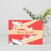 カラフルなビンテージWPA飛行機 招待状 (スタンド正面)