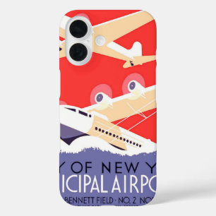 カラフルなビンテージWPA飛行機 iPhone 16ケース
