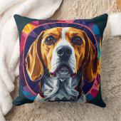 カラフルなビーグル犬のデジタルアート クッション (ブランケット)