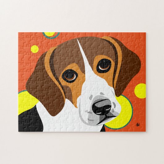カラフルなビーグル犬犬のパズル ジグソーパズル (横)