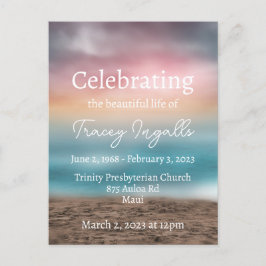 カラフルなビーチの夕焼けの葬儀 ポストカード