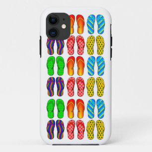 カラフルなビーチサンダルのおもしろいのビーチのテーマのiPhone 5の箱 iPhone 11 ケース