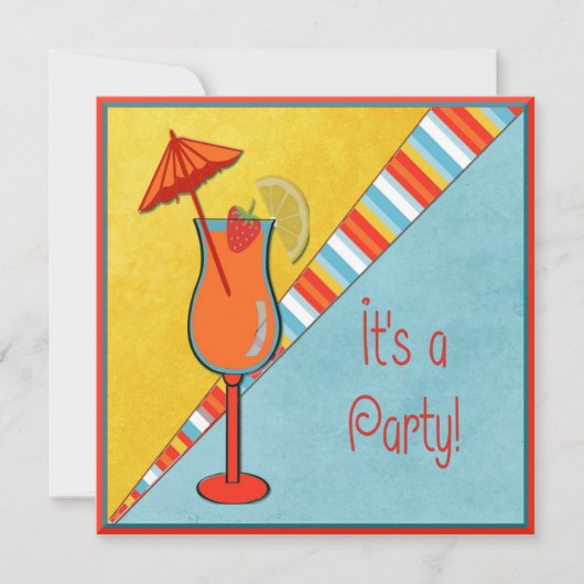 カラフルなビーチタイム特別な機会パーティー 招待状 (正面)