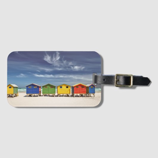 カラフルなビーチハウス| Muizenberg、南アフリカ共和国 ラゲッジタグ (正面横)