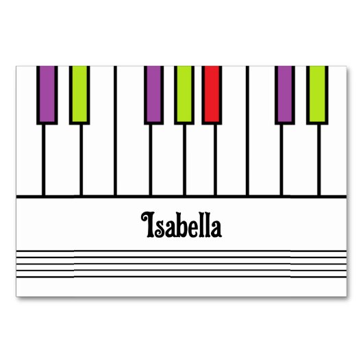 カラフルなピアノの鍵盤の子供パーティー名札 テーブルナンバー (正面)