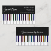 カラフルなピアノキーボードの先生のソングライターバンド 名刺 (正面/裏面)