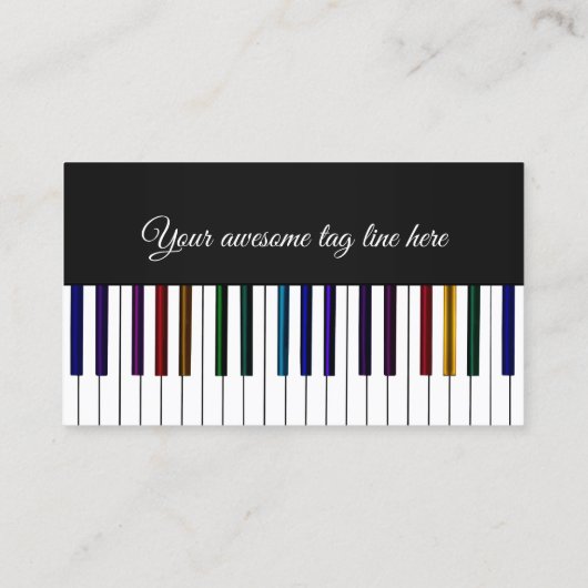 カラフルなピアノキーボードの先生のソングライターバンド 名刺 (裏面)