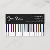 カラフルなピアノキーボードの先生のソングライターバンド 名刺 (正面)