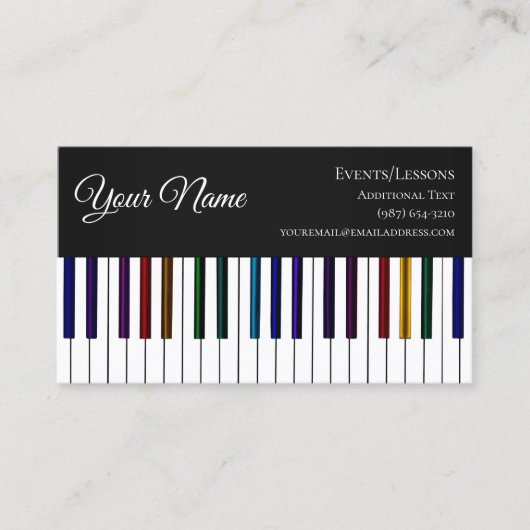 カラフルなピアノキーボードの先生のソングライターバンド 名刺 (正面)