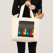 カラフルなピアノキーボード ラージトートバッグ (正面(商品))