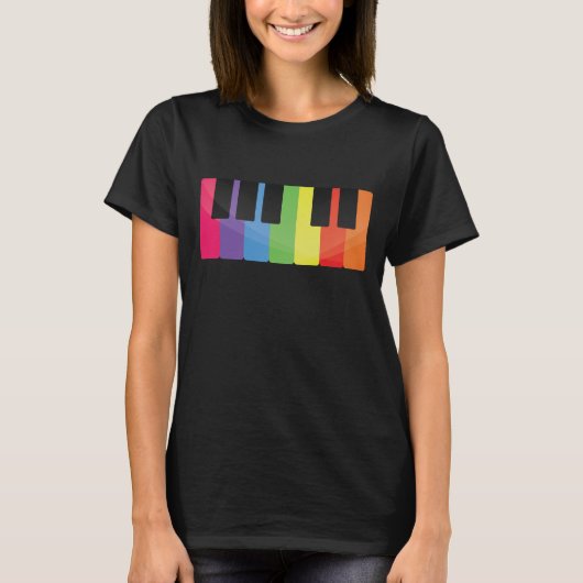 カラフルなピアノ Tシャツ (正面)