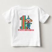 カラフルなピエロと虹色の数字 ベビーTシャツ (裏面)