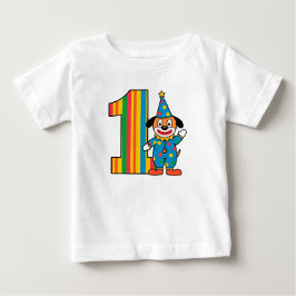 カラフルなピエロと虹色の数字 ベビーTシャツ