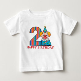 カラフルなピエロと虹色の数字 ベビーTシャツ