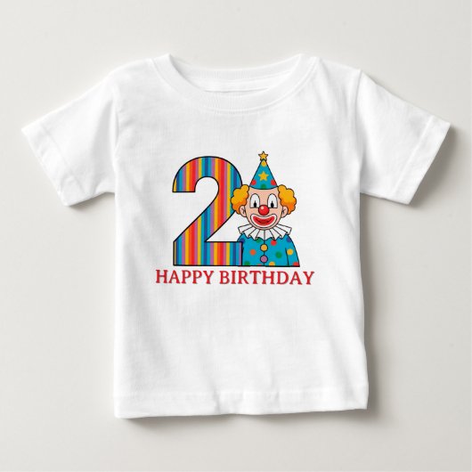 カラフルなピエロと虹色の数字 ベビーTシャツ (正面)