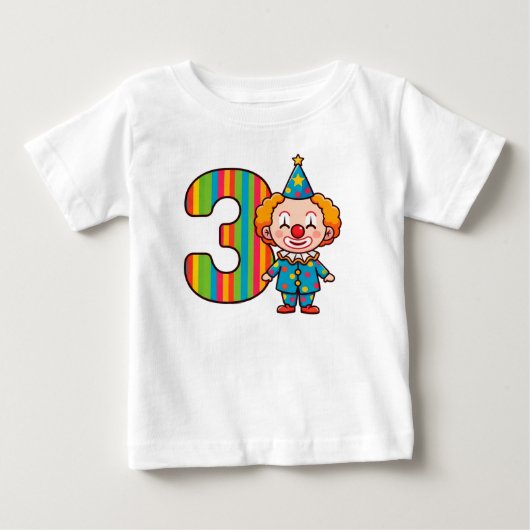 カラフルなピエロと虹色の数字 ベビーTシャツ (正面)