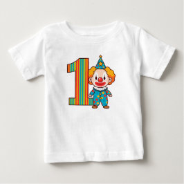 カラフルなピエロと虹色の数字 ベビーTシャツ