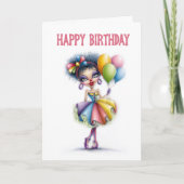 カラフルなピエロのバルーン 誕生日 カード (正面)