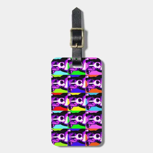 カラフルなピット・ブルの写実的な荷物のラベルに斑点を付ける簡単 ラゲッジタグ (正面縦)