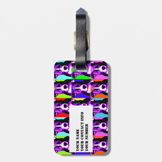 カラフルなピット・ブルの写実的な荷物のラベルに斑点を付ける簡単 ラゲッジタグ (裏面縦)