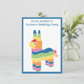 カラフルなピニャータの誕生日パーティー 招待状 (スタンド正面)