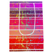 カラフルなピンクとパープルのストライプ、 花火 ミディアムペーパーバッグ (裏面)