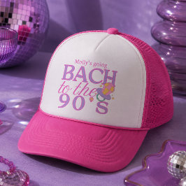 カラフルなピンクとパープルの90年代レトロなバチェラーette キャップ
