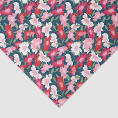 カラフルなピンクと赤と白の楽しい花柄 薄葉紙 (詳細)