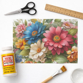 カラフルなピンクと青の花柄のティッシュペーパー 薄葉紙