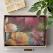 カラフルなピンクと青の花柄のティッシュペーパー 薄葉紙 (ギフト)