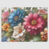 カラフルなピンクと青の花柄のティッシュペーパー 薄葉紙 (正面)