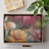 カラフルなピンクと青の花柄ティッシュペーパー 薄葉紙 (ギフト)